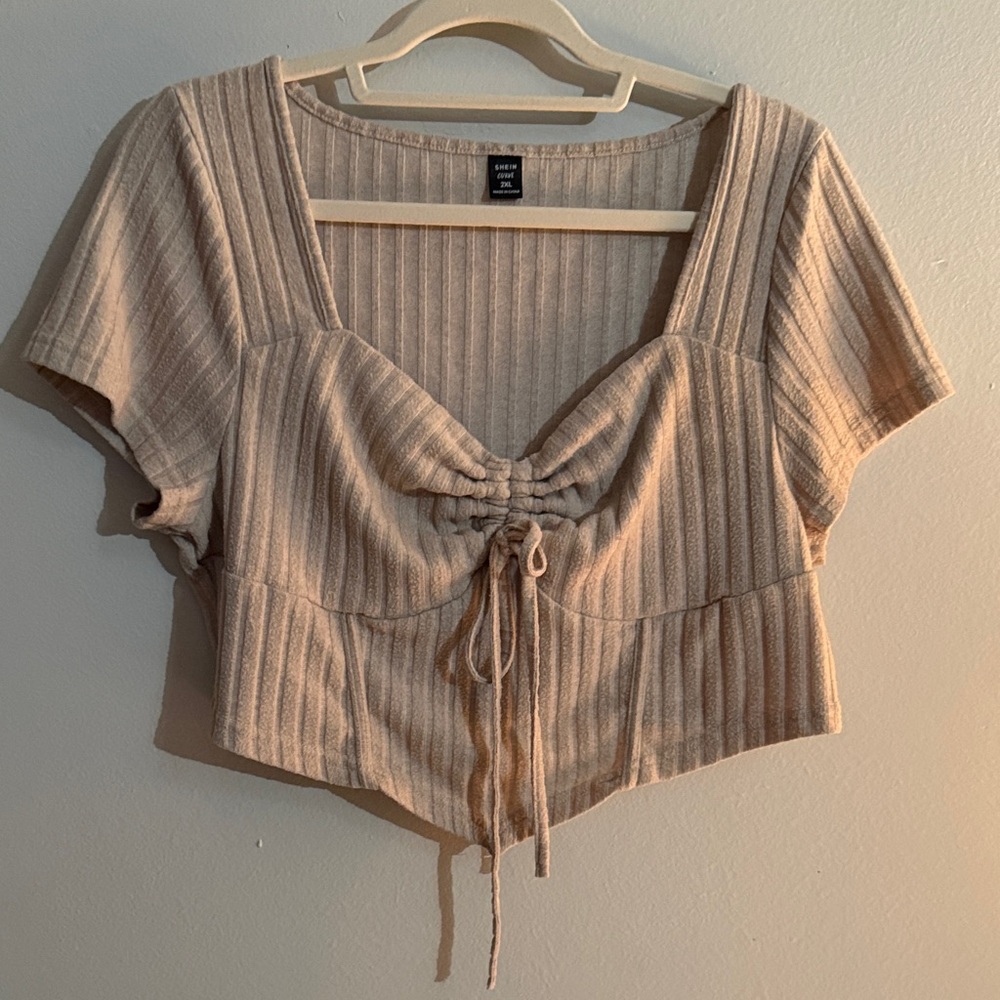 Beige Ruched Women's Top